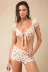 Dippin Daisys Luisa White Floral Swim Shorts In White