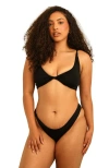 Dippin Daisys Angel Asymmetrical V-cut Bikini Bottom In Black