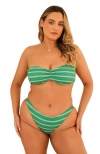 Dippin Daisys Nocturnal Cheeky Bikini Bottom In Green Moto Stripe