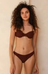 Dippin Daisys Nocturnal Cheeky Bikini Bottom In Mocha Crinkle