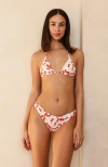 Dippin Daisys Palm Tie Back Triangle Bikini Top In Cherise White