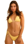 Dippin Daisys Palm Tie Back Triangle Bikini Top In Yellow