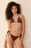 Dippin Daisys Palm Tie Back Triangle Bikini Top In Mocha