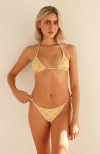 Dippin Daisys Palm Tie Back Triangle Bikini Top In Sunset Grove