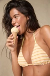 Dippin Daisys Palm Yellow Striped Terry Knit Triangle Bikini Top