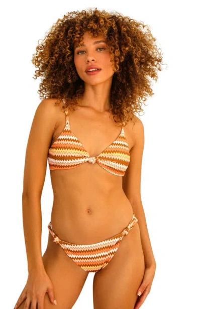 Dippin Daisys Quinn Knot Detail Cheeky Swim Bikini Bottom In Groovy Stripe