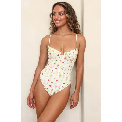 Dippin Daisys Saltwater Thigh High Cut One Piece In White