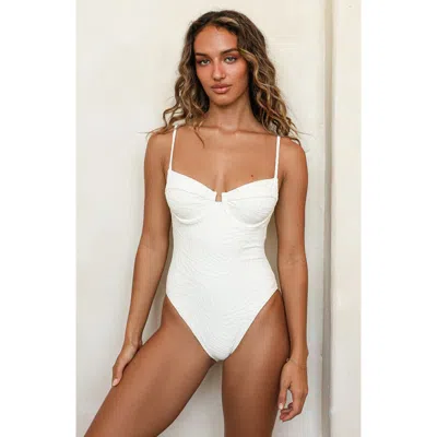 Dippin Daisys Saltwater Thigh High Cut One Piece In White
