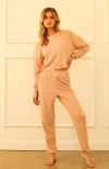 Dippin Daisys Scout Long Sleeve Oversized Crop Top In Nude