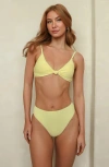 Dippin Daisys Seashore High Waist Cheeky Bikini Bottom In Yellow