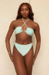 Dippin Daisys Seashore High Waist Cheeky Bikini Bottom In Bleached Aqua