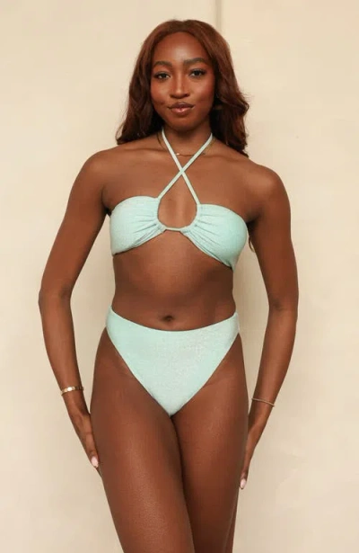Dippin Daisys Seashore High Waist Cheeky Bikini Bottom In Bleached Aqua