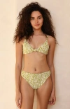Dippin Daisys Seashore High Waist Cheeky Bikini Bottom In Twin Fin Matcha