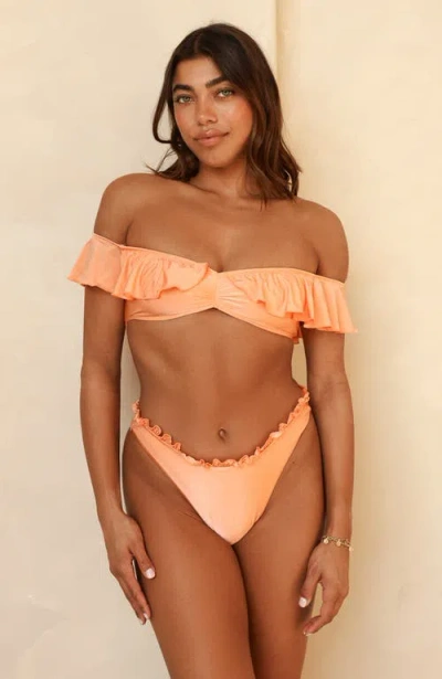 Dippin Daisys Siren Bandeau Bikini Top In Peach Nectar