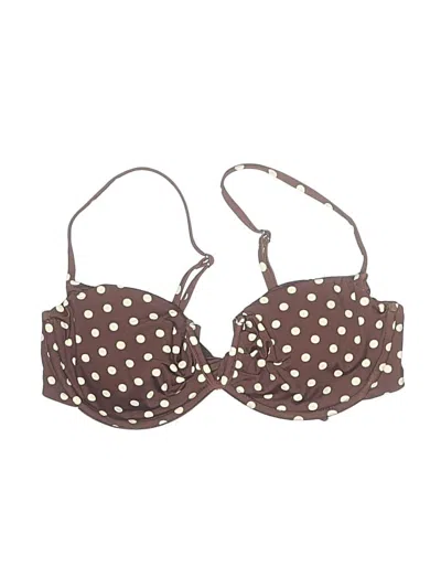 Pre-owned Dippin' Daisy's Swimwear Swimsuit Top Brown Polka Dots Pattern Swimwear