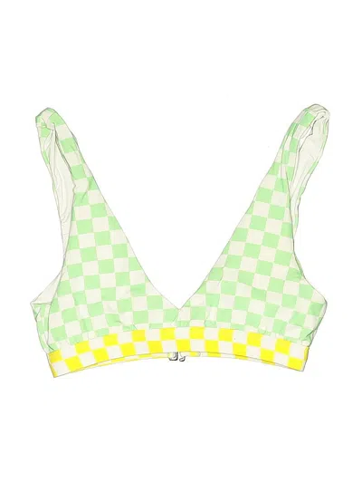 Pre-owned Dippin' Daisy's Swimwear Swimsuit Top Green Checkered/gingham Pattern Swimwear