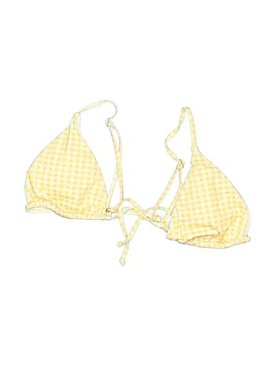 Pre-owned Dippin' Daisy's Swimwear Swimsuit Top Yellow Checkered/gingham Pattern Swimwear