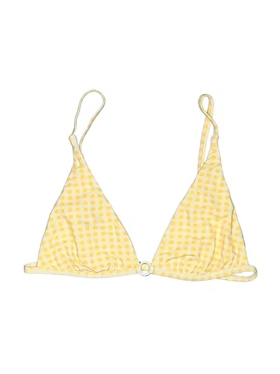 Pre-owned Dippin' Daisy's Swimwear Swimsuit Top Yellow Checkered/gingham Pattern Swimwear