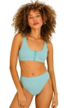 Dippin Daisys Wave Front Zipper Closure Bikini Top In Surf Rider