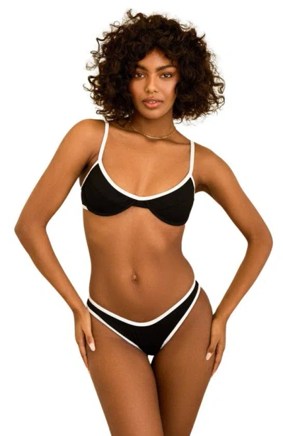 Dippin Daisys Venice Cheeky Bikini Bottom In Black Rib