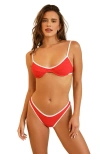 Dippin Daisys Venice Cheeky Bikini Bottom In Poppy/white Rib