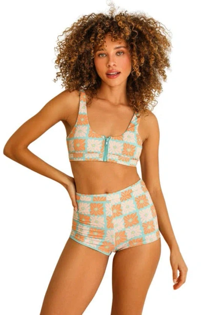 Dippin Daisys Wave Front Zipper Closure Bikini Top In Daisy Dukes