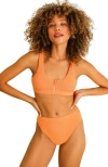 Dippin Daisys Wave Front Zipper Closure Bikini Top In Reef