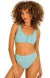 Dippin Daisys Wave Front Zipper Closure Bikini Top In Surf Rider