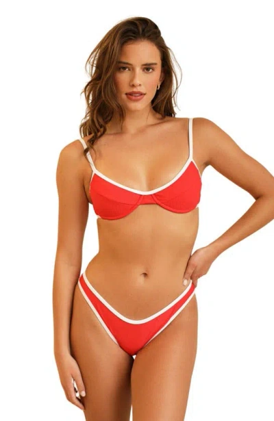Dippin Daisys West Coast Underwire Top In Poppy/white Rib