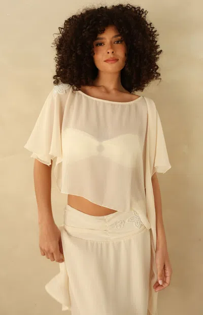 DIPPIN DAISYS WOMEN'S BORROWED BLISS PONCHO TOP IN OFF WHITE