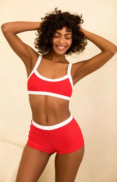 Dippin Daisys Women's Farrah Elastic Waist Swim Shorts In Red