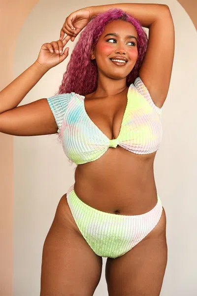 Dippin Daisys Women's Seashore High Waisted Bikini Bottom In Blue/green In Multi