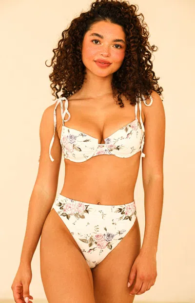 Dippin Daisys Women's Seashore High Waisted Bikini Bottom In Off White In Multi