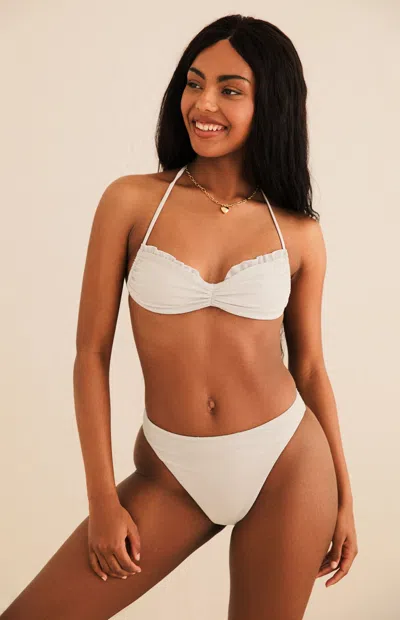 Dippin Daisys Women's Valentina Tie Straps Bandeau Bikini Top In Silver In White