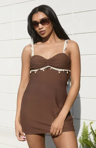 Dippin Daisys Women's X Pacsun Brown Seashell Nicola Mini Dress
