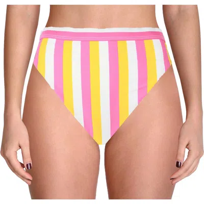 Dippin Daisys Womens Striped High Waist Swim Bottom Separates In Pink