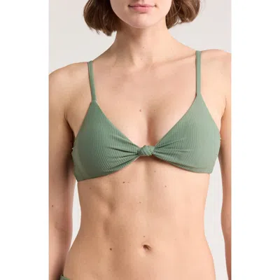 Dippin Daisys Zen Knotted Bikini Top In Avocado Rib