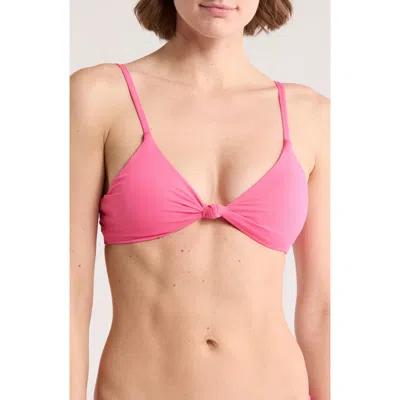 Dippin Daisys Zen Knotted Bikini Top In Plastic Pink