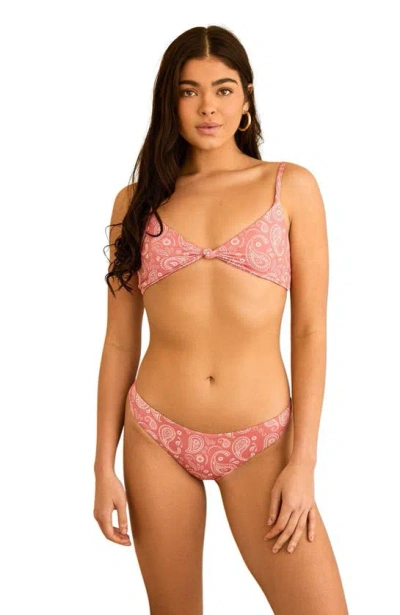 Dippin Daisys Zen Knotted Triangle Bikini Top In Pink Paisley