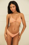 Dippin Daisys Zen Knotted Triangle Bikini Top In Strawberry Lemonade