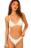 Dippin Daisys Zen White Seashell Jacquard Knotted Bikini Top In Diamond