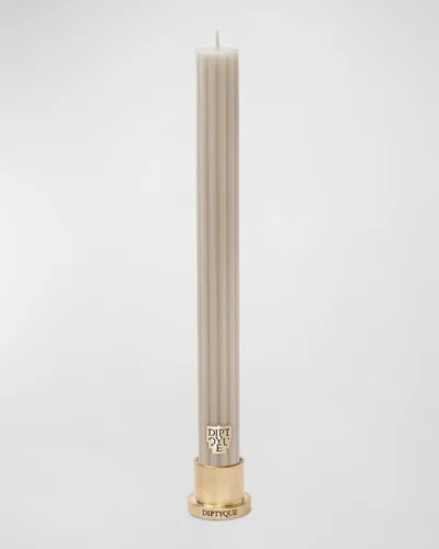 Diptyque 2.4 Oz. Feu De Bois Scented Ribbed Taper Candle - Limited Edition In Neutral