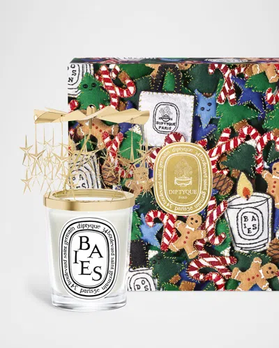 Diptyque Holiday Carousel & Baies (berries) Classic Candle Set In Gold