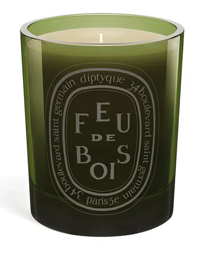 Diptyque Blown Glass Feu De Bois Candle In Green
