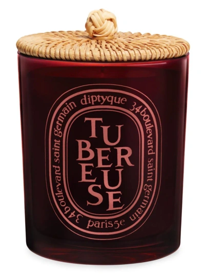 Diptyque Limited-edition Tubéreuse Rattan Lid Candle In Burgundy