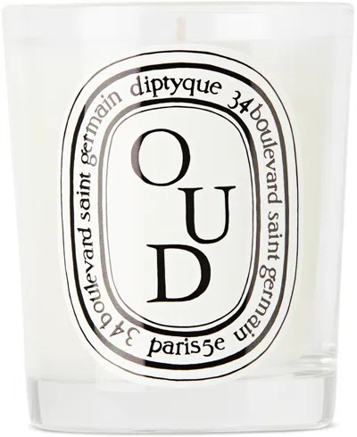 Diptyque Oud Scented Candle, 190 G In White