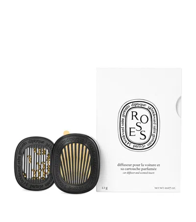 Diptyque Roses Car Diffuser And Refill In Black