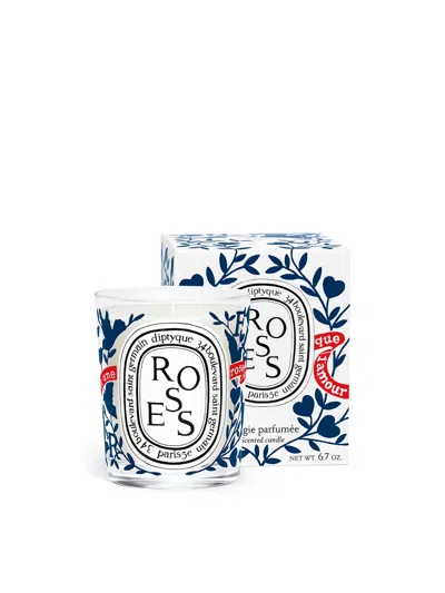 Diptyque Roses Classic Candle Limited Edition, Size 190g In Blue