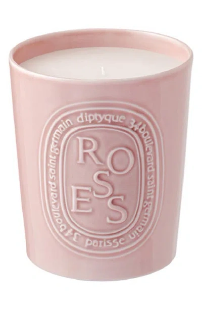 Diptyque Roses Large Scented Candle In Pink Vessel