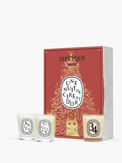 Diptyque Surprice Book Set 3 Miniature Candles In White